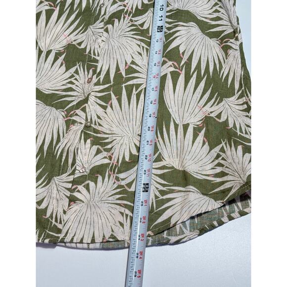 Tahari 100% Linen Palm Print Sleeveless Top - Size Medium - Picture 3 of 7